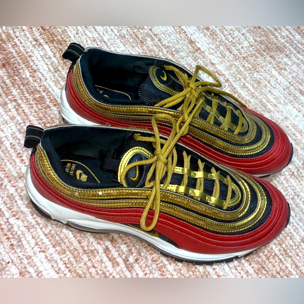 Nike Air Max 97 - Red Gold Sequin (Women’s) -Sz 9.5
